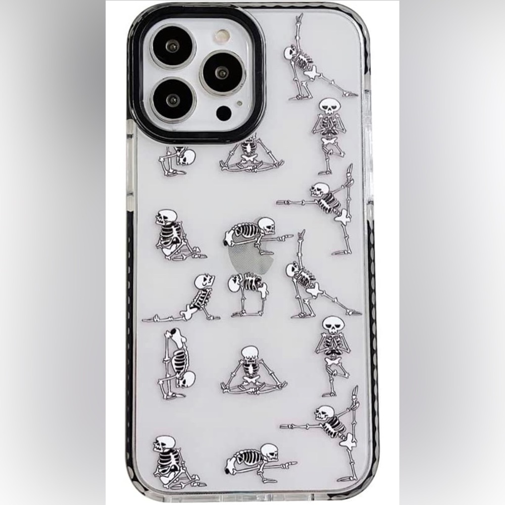 New for iPhone 14 Pro Max Case Boys Funny Cute Yoga Skull